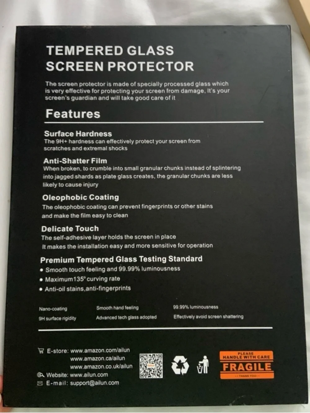 Ailun Black and Gold Glass Screen Protector